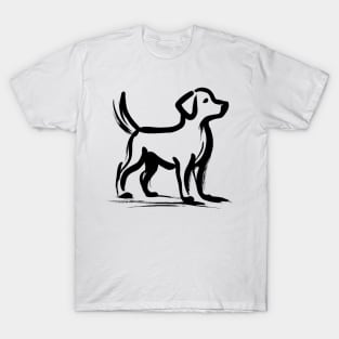 Stick figure dog in black ink T-Shirt